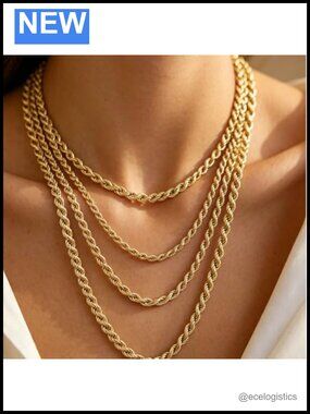 14K Solid Yellow Gold Rope Chain Necklace 1.5mm-4.2mm